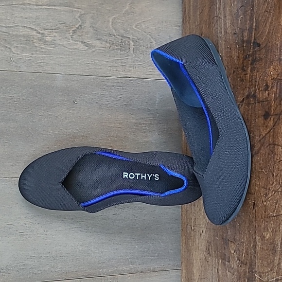 EUC Rothy's The Flat Women's sz 7 Black Round Toe Knit Ballet Shoes - Picture 1 of 11